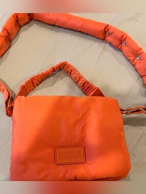 Dagne Dover Bright Orange Quilted Crossbody Bag